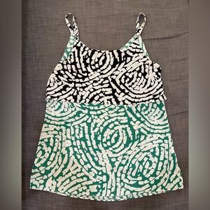 Cabi Womens Size XS Sleeveless Blouse Tank Top Semi Sheer Green & Black